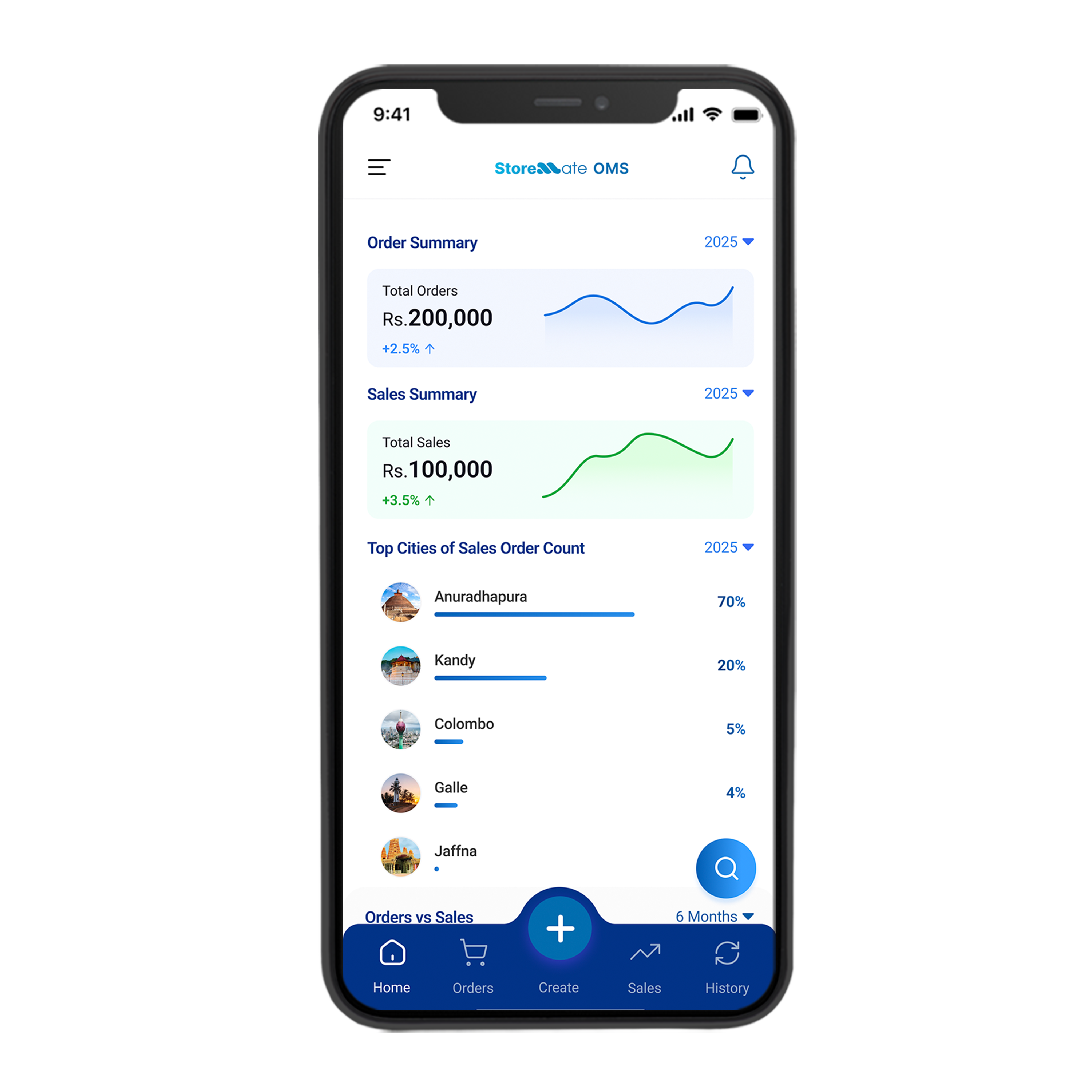 Storemate order management app Sri Lanka, mobile dashboard with orders and sales analytics